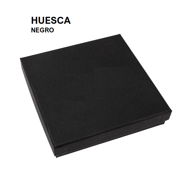 Caja HUESCA negra, collar/aderezo 120x120x24 mm.